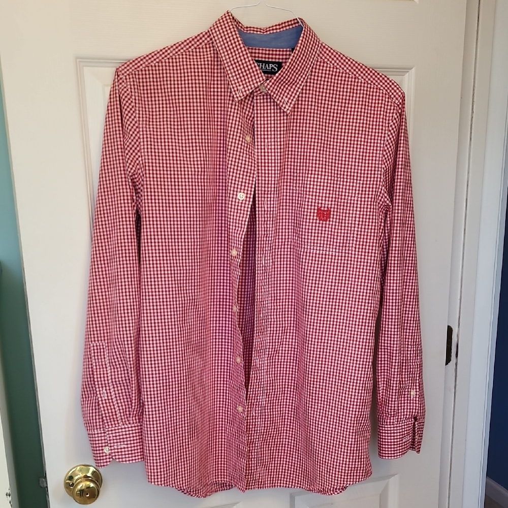 Chaps Red Gingham Button Down Shirt - image 1